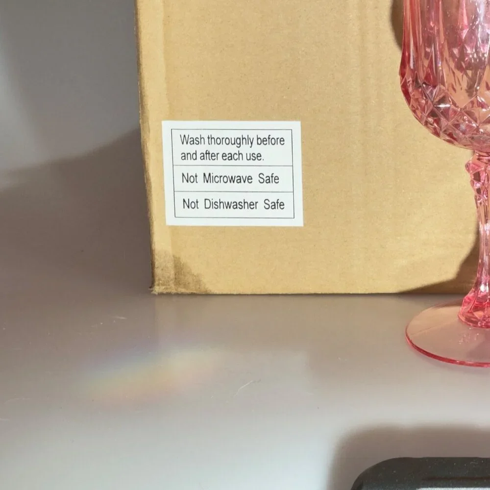 Patterned Pink Plastic Wine Glasses By Oriental Trading Set of 12
